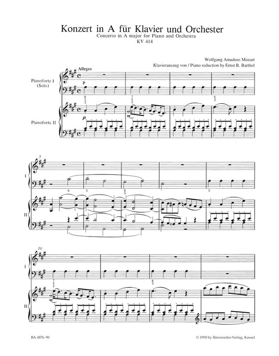 Konzert Nr.12 in A fur Klavier und Orchester KV414