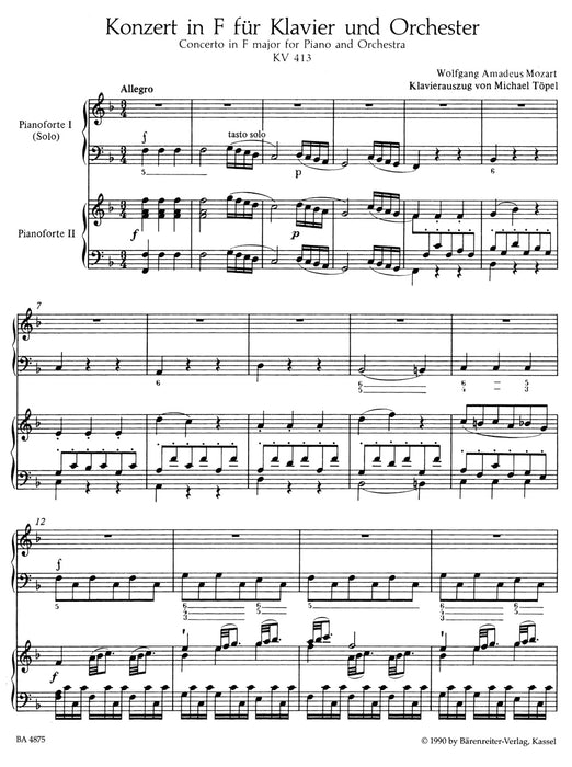 Piano Concerto No.11 KV413 Edition for Piano Quintet
