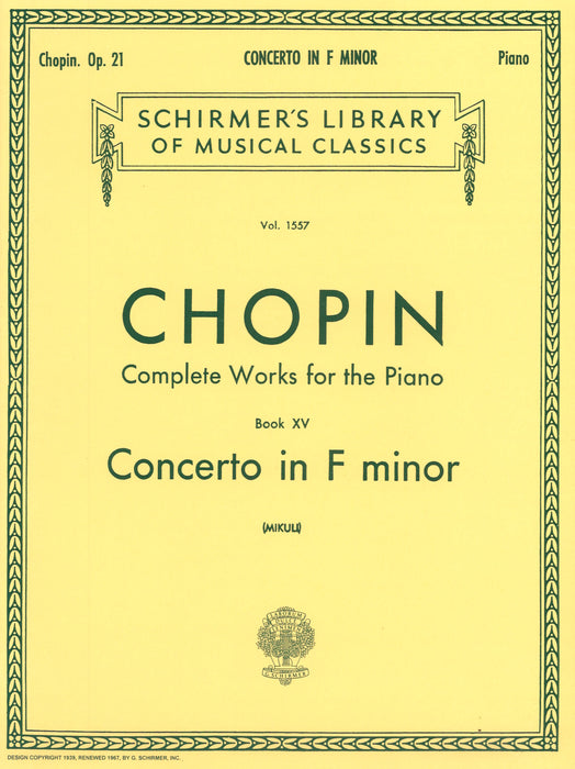 Complete Works for the Piano Book 15 Concerto in F minor [Mikuli]