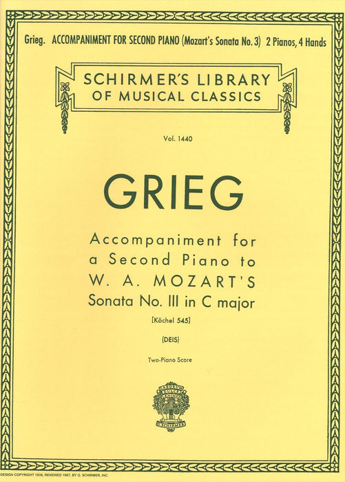 Accompaniment for a Second Piano to W.A.MOZART'S Sonata No.3 KV545 in C Major