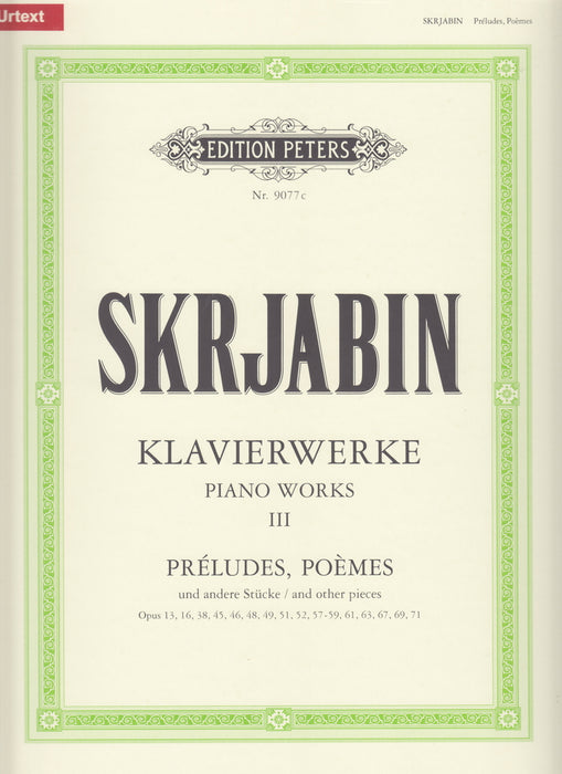 KLAVIERWERKE BAND 3 Preludes, Poemes URTEXT