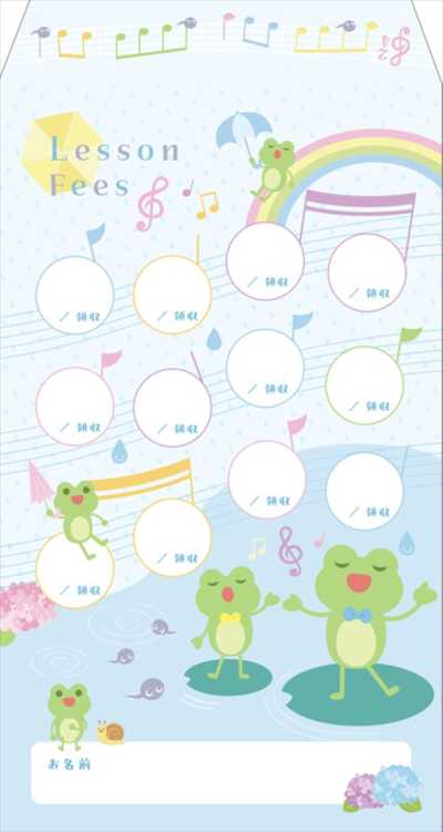 月謝袋 - かえるの合唱 (5枚セット)
