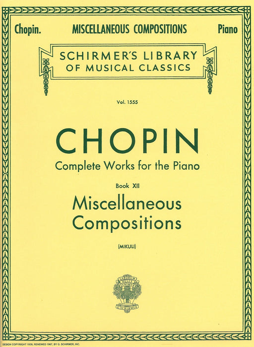 Complete Works for the Piano Book 12 Miscellaneous Compositions [Mikuli]