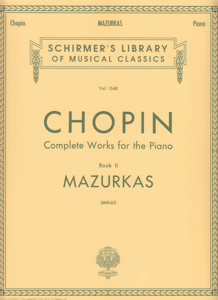 Complete Works for the Piano Book 2 MAZURKAS [Mikuli] - マズルカ集