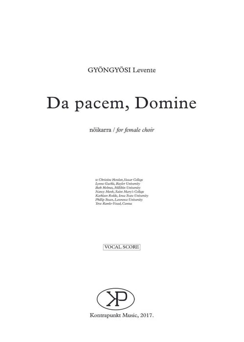 Da pacem, Domine [SSMA]