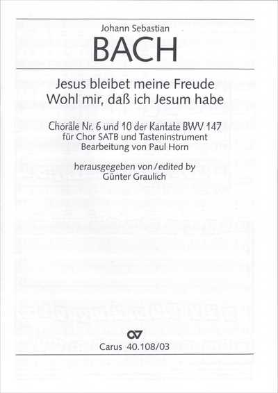 Jesus bleibet meine Freude (aus Kantate 147) [Vocal Score]