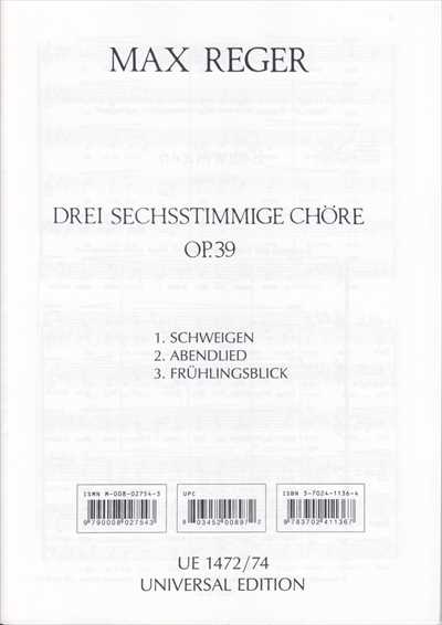 3 Sechsstimmige Chore Op.39 [SAATBB]