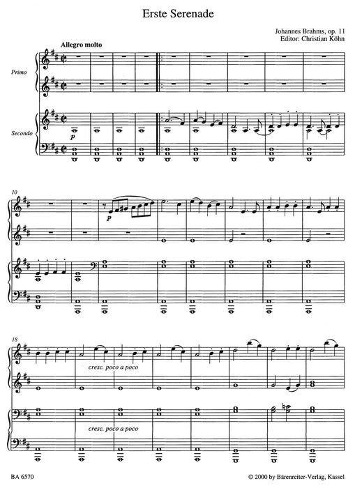 Serenade Nr.1 D-dur Op.11(1P4H)