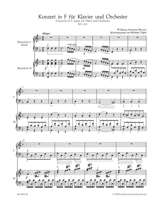 Konzert Nr.11 in F fur Klavier und Orchester KV413