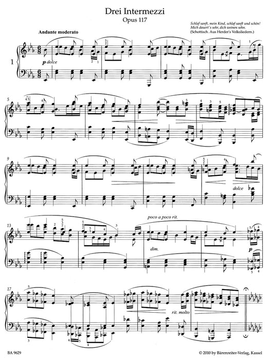 3 Intermezzi Op.117　* mit fingersaetzen