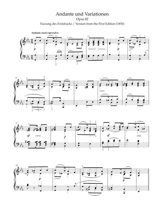 Variationen fur Klavier URTEXT　* mit fingersaetzen