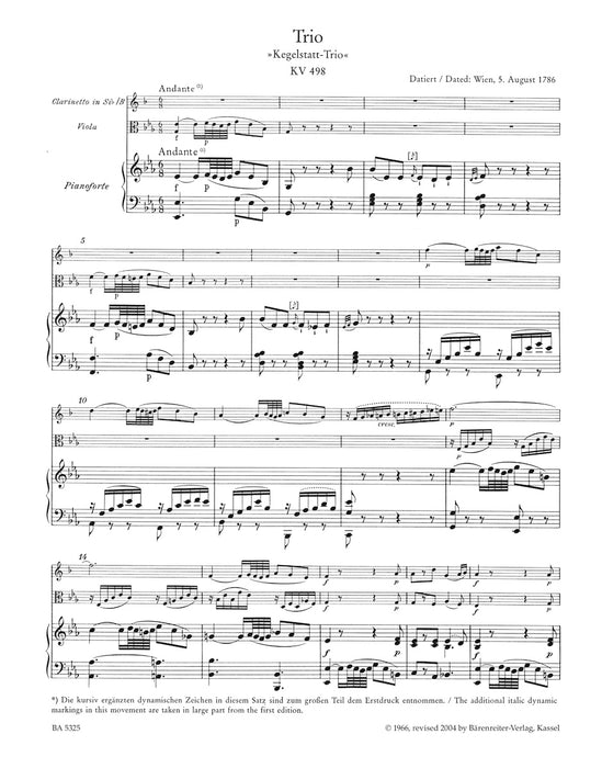 Kegelstatt-Trio in E-flat major, KV498