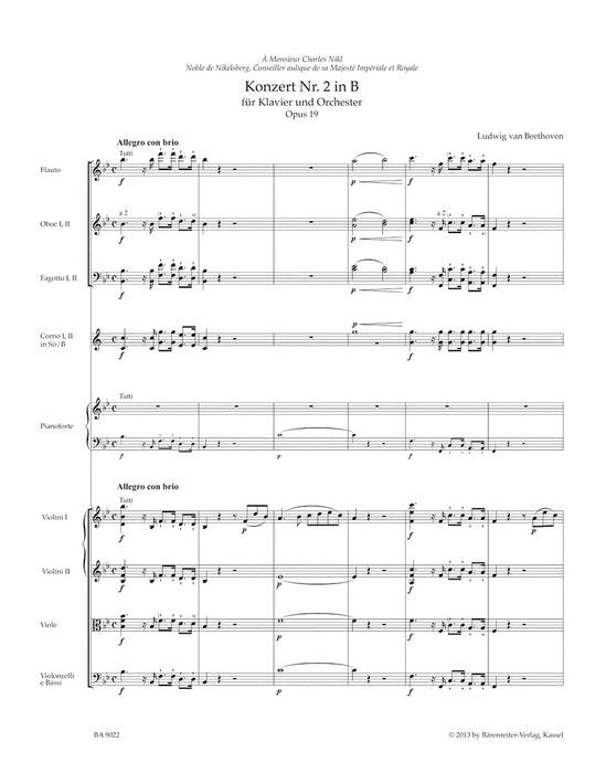Concerto No.2 B-flat major Op.19 (Score)