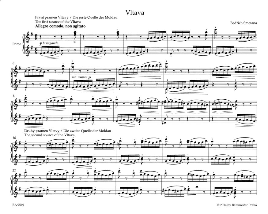 Vltava (Die Moldau) for Piano Duet (1P4H)