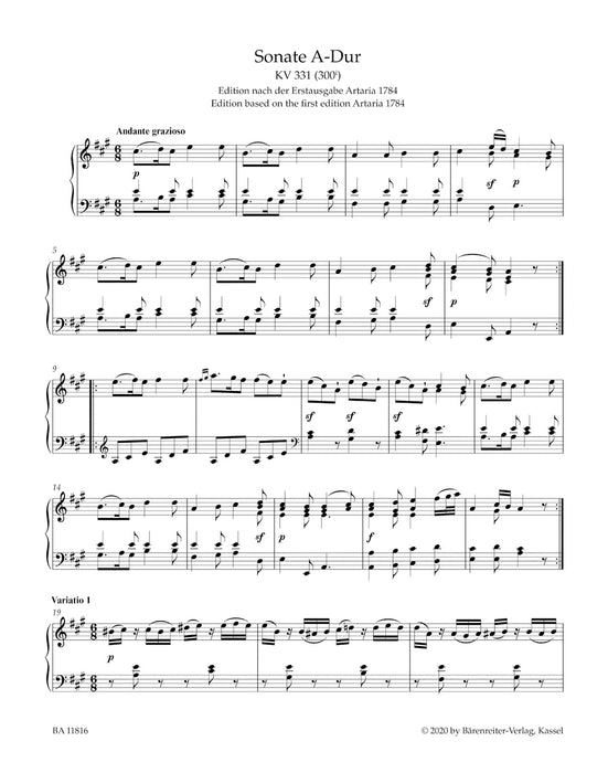 Sonate in A (mit dem Rondo "Alla Turca" KV331(330i)