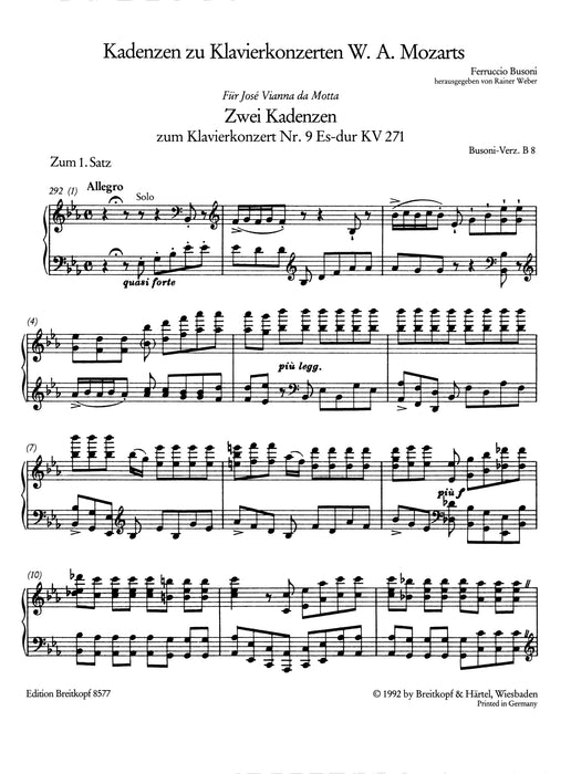 Kadenzen zu Klavierkonzerten W.A.Mozarts Heft 1