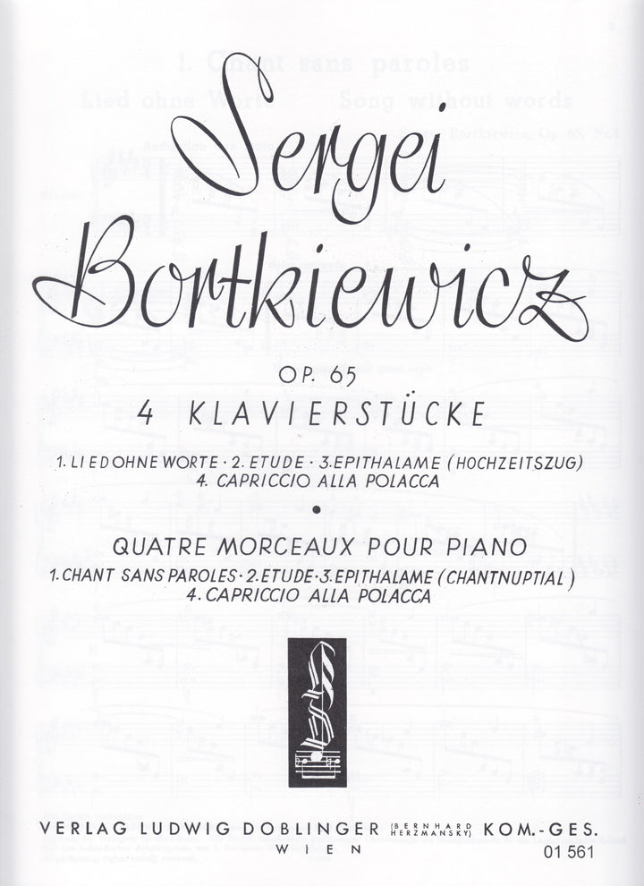 4 Klavierstucke Op.65 - 4つの小品 作品65 - ボルトキエヴィチ — 楽譜