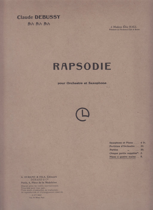 Rhapsodie pour Orchestre et Saxophone (1P4H)
