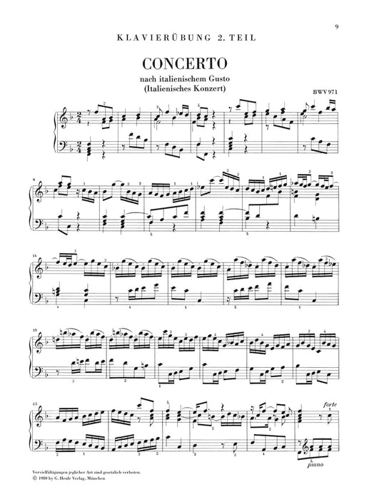 Italienisches Konzert, Franzosische Ouverture, Vier Duette, Goldberg-Variationen