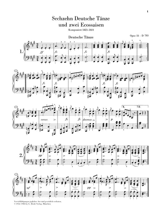 16 Deutsche Tanze und 2 Ecossaisen Op.33 D783
