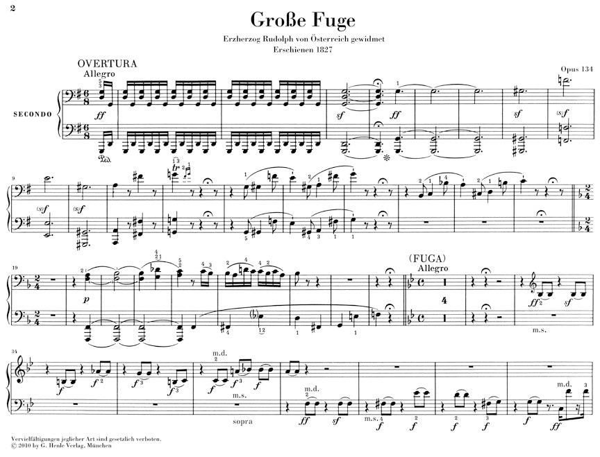 Grose Fuge fur Klavier zu vier Handen Op.134(1P4H)