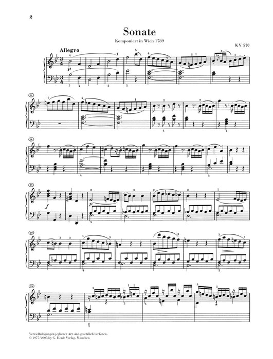 Klaviersonate B-dur KV570