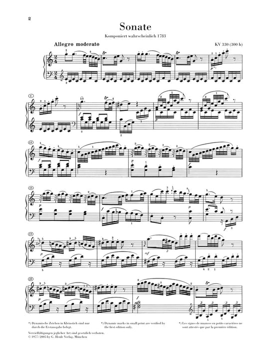 Klaviersonate KV330 (300h) C-dur