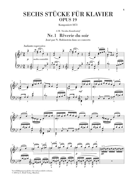6 Stucke fur Klavier Op.19