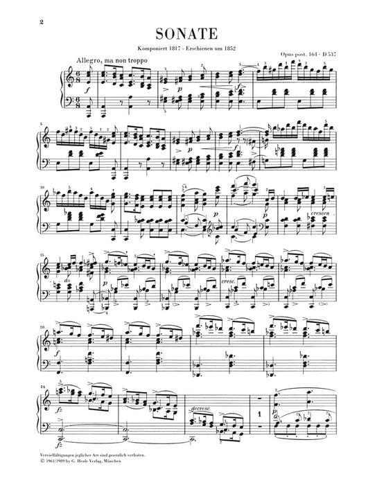 Klaviersonate Op.post.164 D537 a-moll