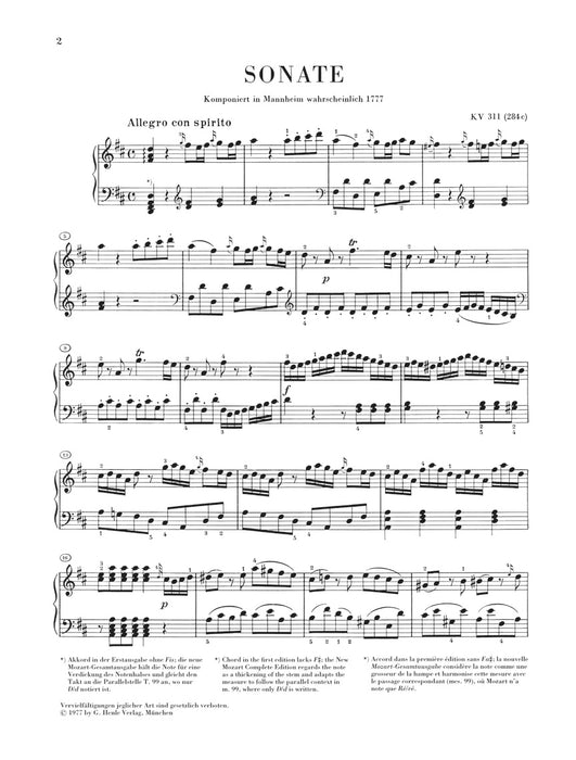 Klaviersonate D-dur KV311 (284c)