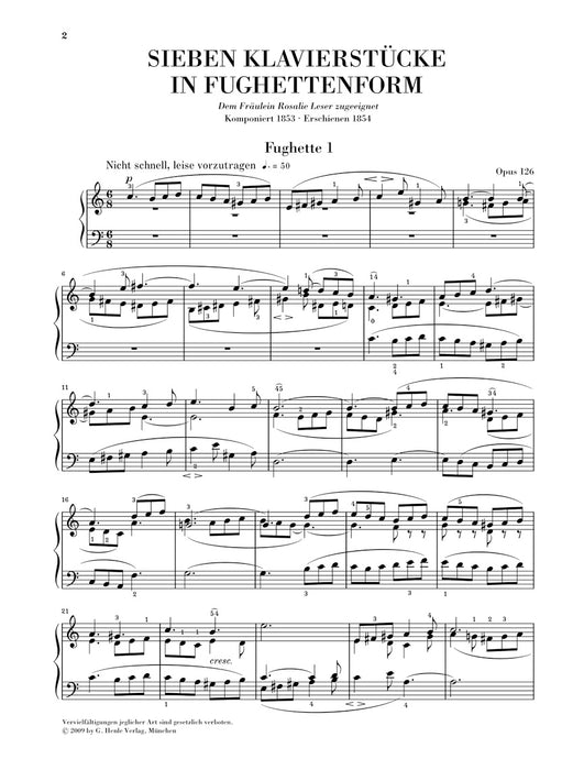 Sieben Klavierstucke in Fughettenform Op.126