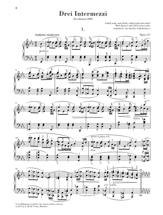 3 Intermezzi Op.117