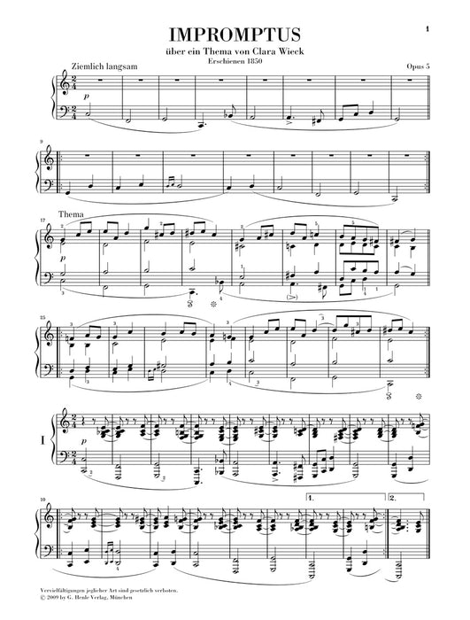 Impromptus Op.5 [Fassungen 1833 und 1850]