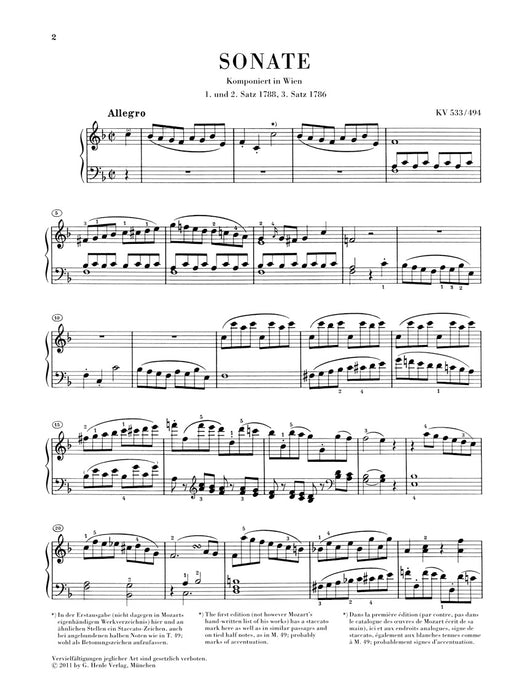 Klaviersonate F-dur KV533/494