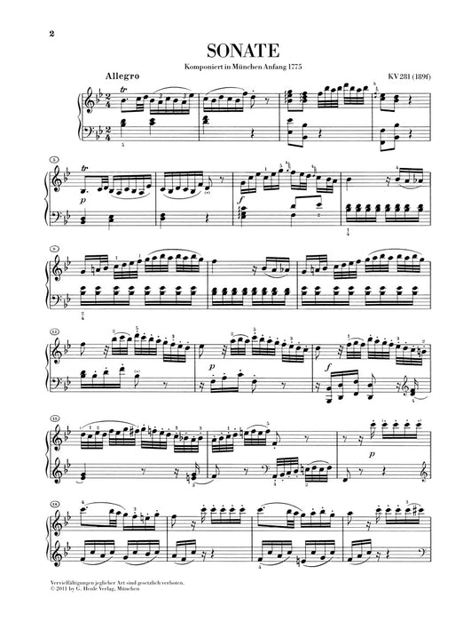 Piano Sonata B flat major KV281 (189f)