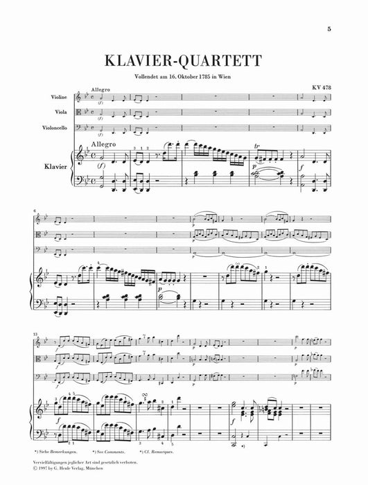 Piano Quartets KV478 and 493