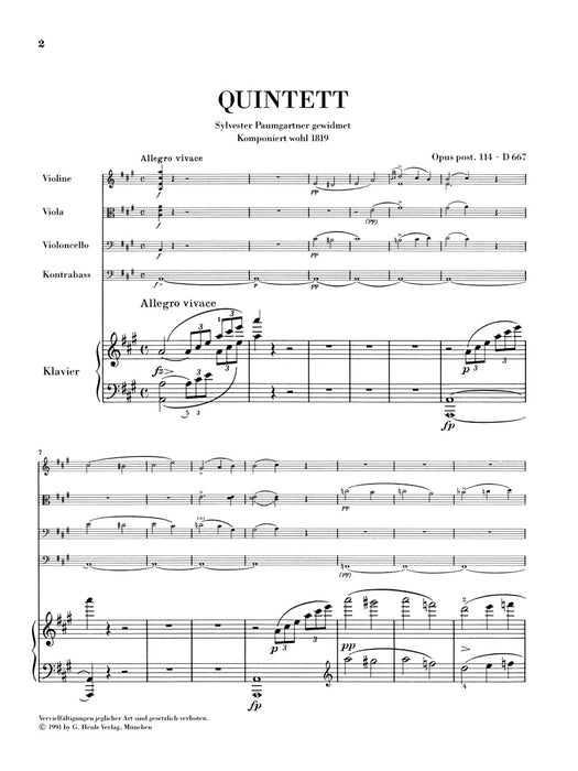 Piano Quintet in A major op.post.114 D667(trout Quintet)