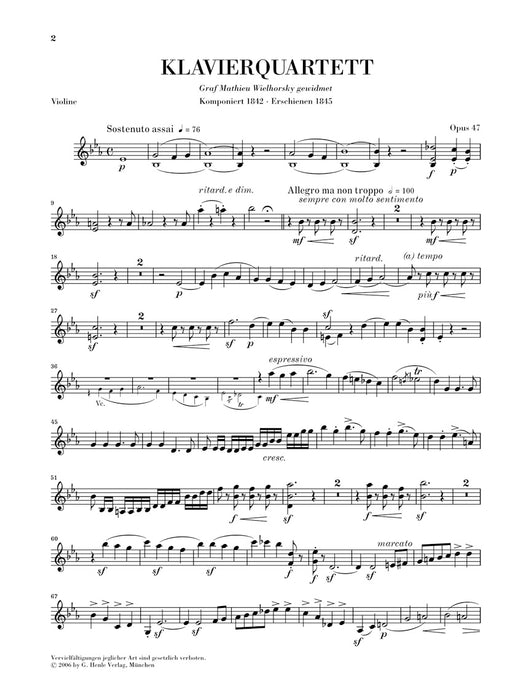 Piano Quartet in Es-dur Op.47