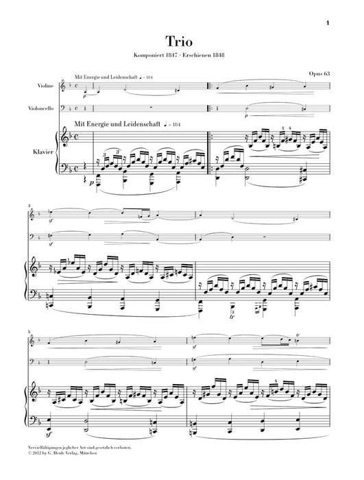 Works for Piano Trio - ピアノ三重奏曲集 - シューマン — 楽譜専門店 