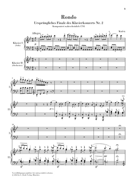 Rondo B-dur fur Klavier und Orchester WoO6