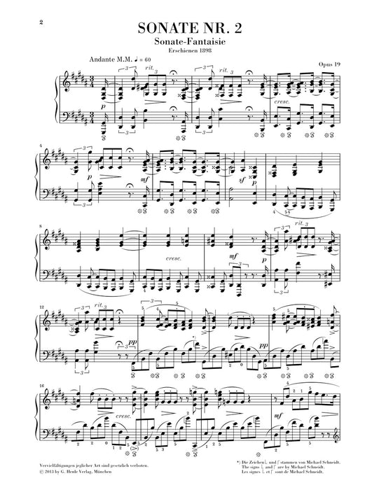 Piano Sonata No.2 gis-moll Op.19 "Sonate-Fantasie"