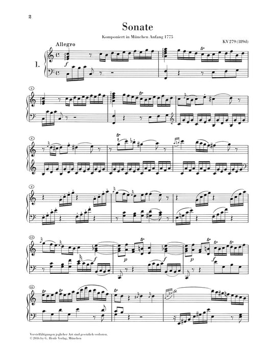 Klaviersonaten, Band 1(without fingering)