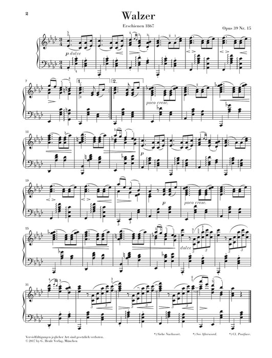 Walzer Op.39-15(Originale und erleichterte fassung)