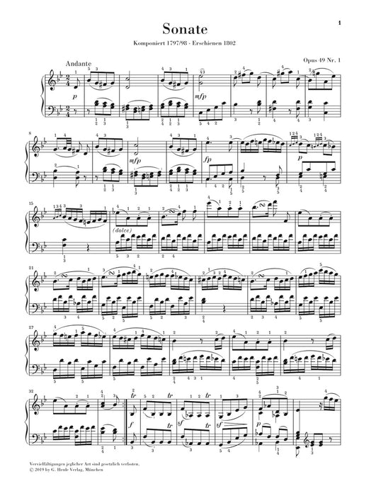 2 Leichte Klaviersonaten Nr. 19 g-moll Op.49-1 und Nr. 20 G-dur Op.49-2
