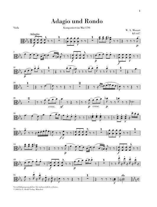 Adagio and Rondo KV617 for Glass harmonica(Pf),Fl.Ob.Vio.Vc.