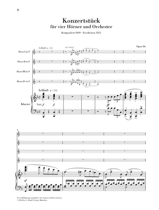 Concert Piece for four Horns and Orchestra op.86