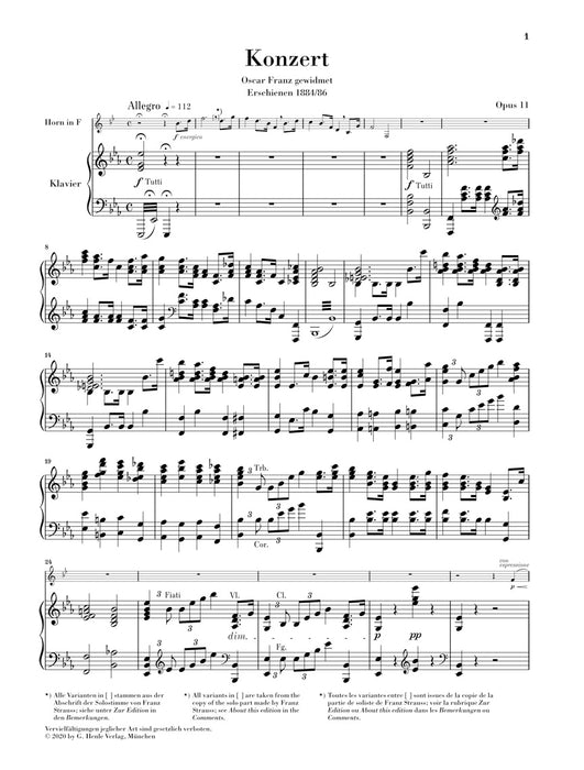 Hornkonzert Nr.1 Es dur Op.11