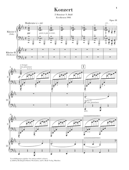 第2番　ピアノ協奏曲　楽譜専門店　Klavierkonzert　Crescendo　Nr.2　ラフマニノフ　—　c-moll　Op.18(PD)　作品18(ピアノリダクション)　ハ短調　alle