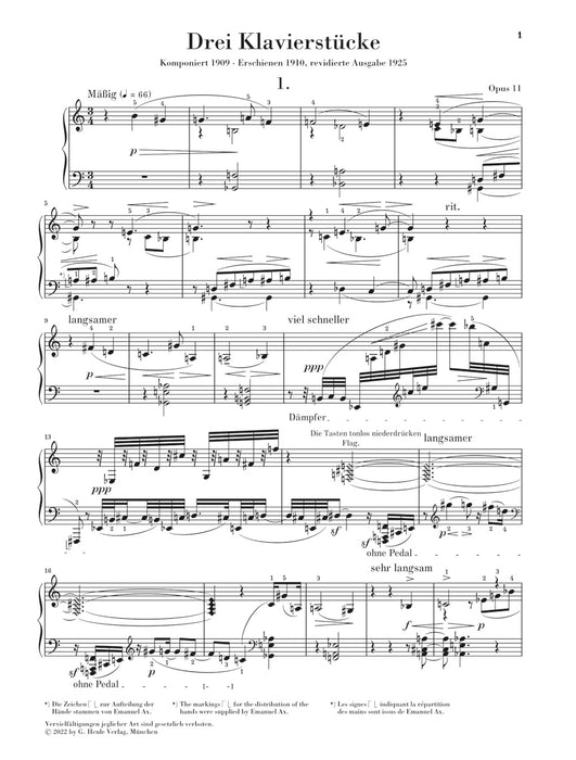 Drei Klavierstuck Op.11
