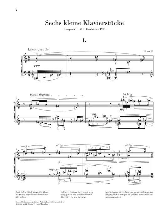 Sechs kleine klavierstuck Op.19